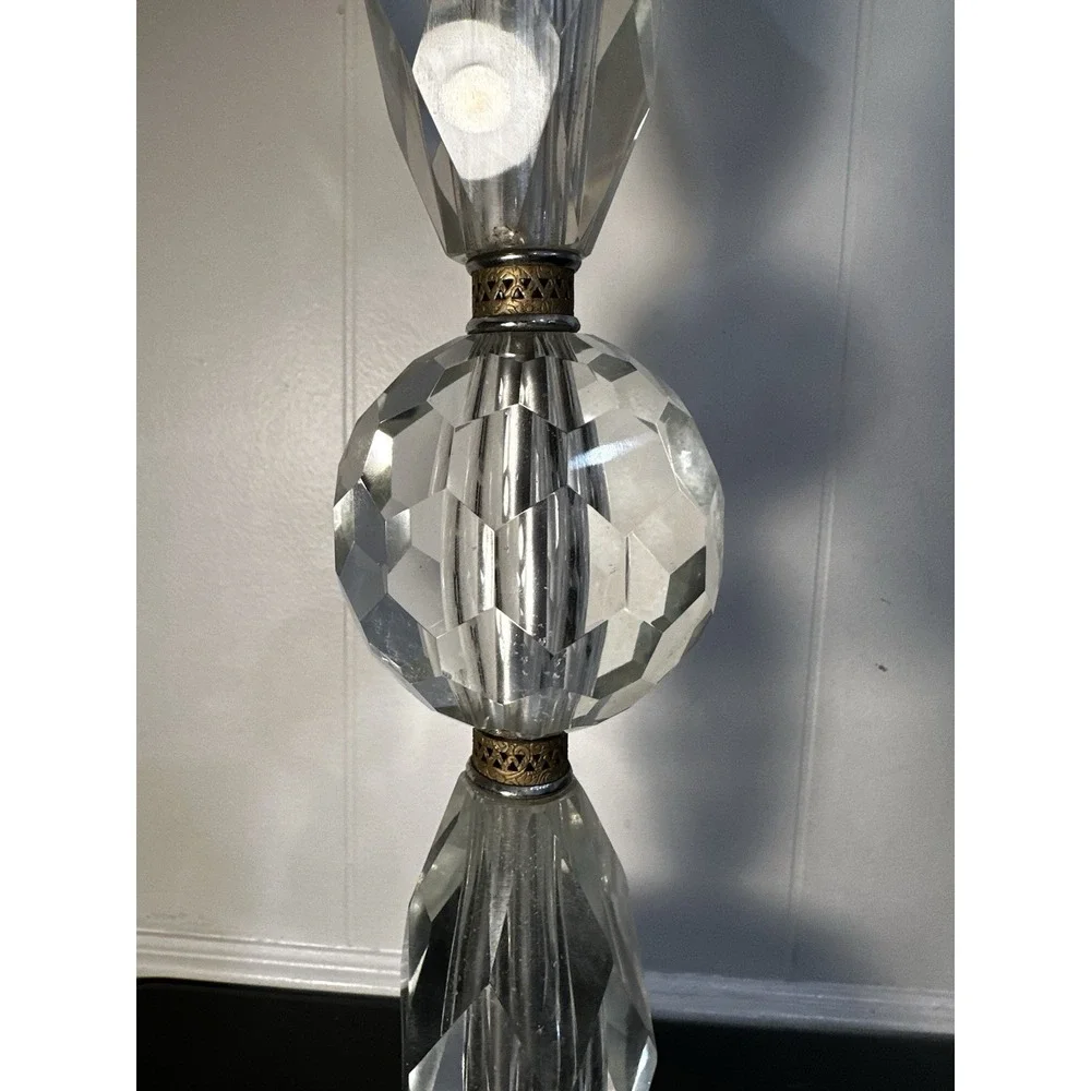 Antique Hollywood Regency Crystal Lamp Stacked Berger‎ Swivel W/ Filigree Base